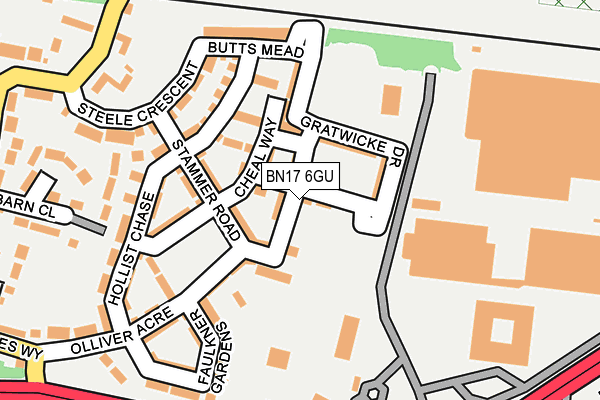 BN17 6GU map - OS OpenMap – Local (Ordnance Survey)