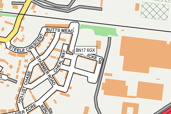 BN17 6GX map - OS OpenMap – Local (Ordnance Survey)