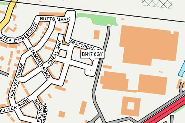 BN17 6GY map - OS OpenMap – Local (Ordnance Survey)