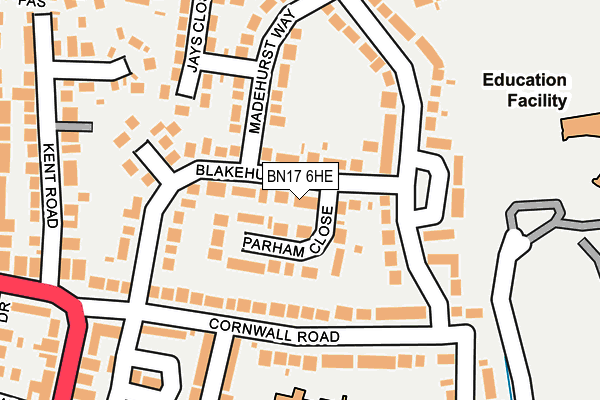 BN17 6HE map - OS OpenMap – Local (Ordnance Survey)