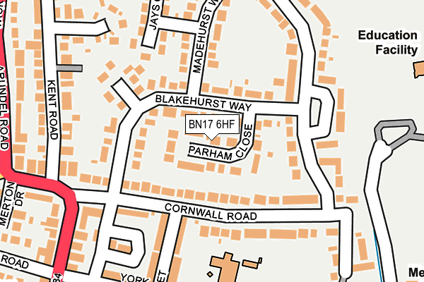 BN17 6HF map - OS OpenMap – Local (Ordnance Survey)