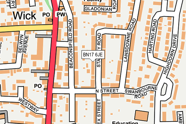 BN17 6JE map - OS OpenMap – Local (Ordnance Survey)