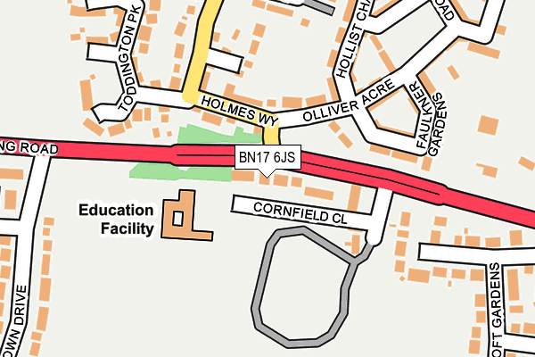 BN17 6JS map - OS OpenMap – Local (Ordnance Survey)