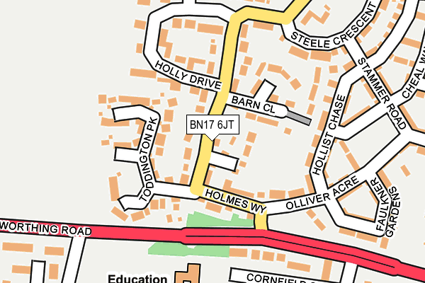 BN17 6JT map - OS OpenMap – Local (Ordnance Survey)
