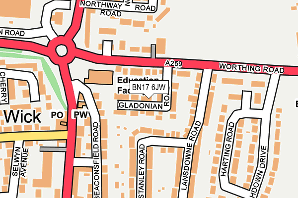 BN17 6JW map - OS OpenMap – Local (Ordnance Survey)