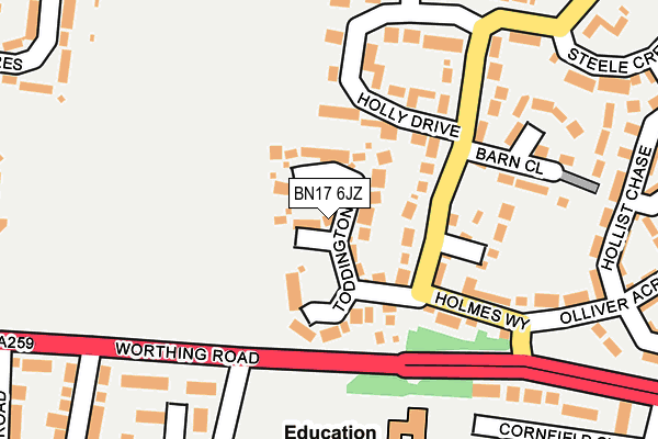 BN17 6JZ map - OS OpenMap – Local (Ordnance Survey)