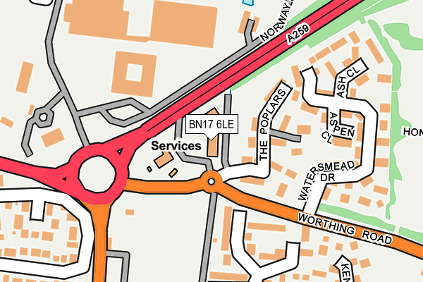 BN17 6LE map - OS OpenMap – Local (Ordnance Survey)