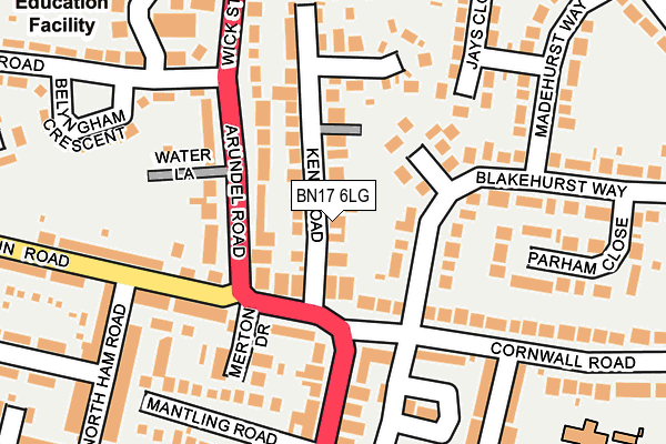BN17 6LG map - OS OpenMap – Local (Ordnance Survey)