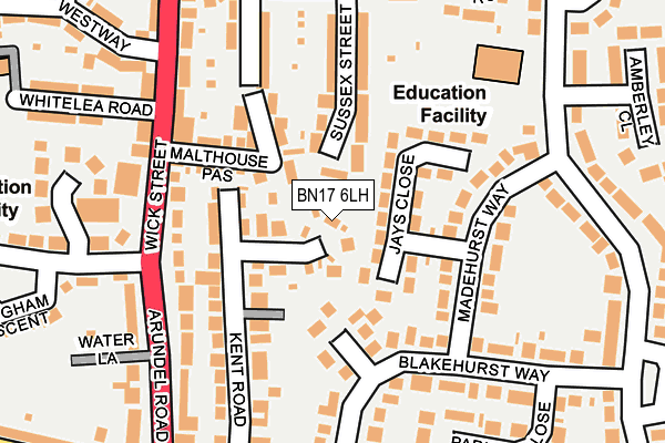 BN17 6LH map - OS OpenMap – Local (Ordnance Survey)