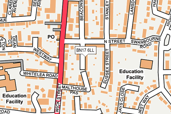 BN17 6LL map - OS OpenMap – Local (Ordnance Survey)
