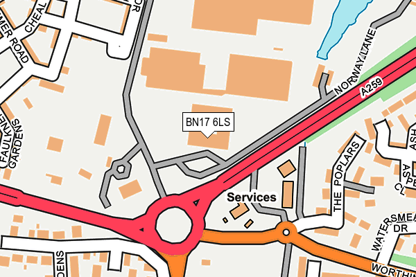 BN17 6LS map - OS OpenMap – Local (Ordnance Survey)