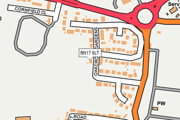 BN17 6LT map - OS OpenMap – Local (Ordnance Survey)