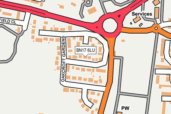 BN17 6LU map - OS OpenMap – Local (Ordnance Survey)
