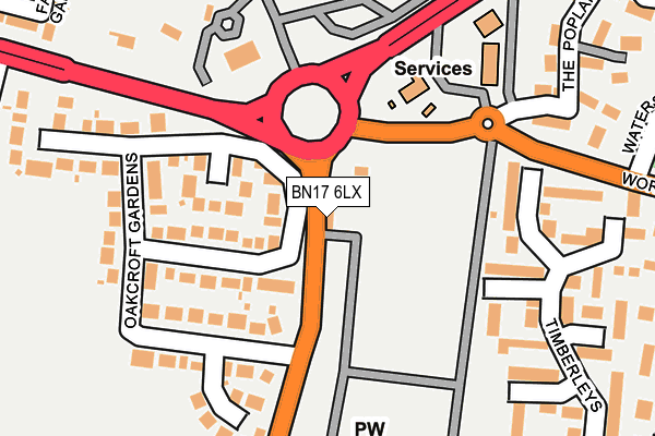 BN17 6LX map - OS OpenMap – Local (Ordnance Survey)