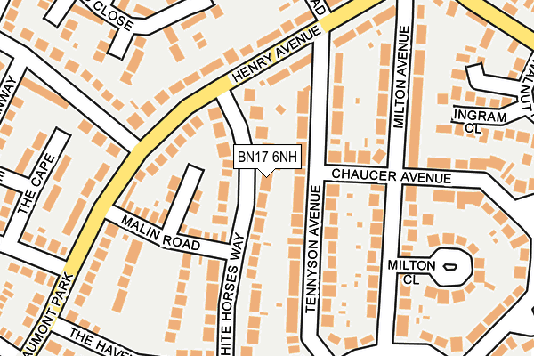 BN17 6NH map - OS OpenMap – Local (Ordnance Survey)