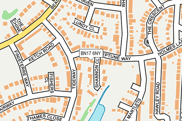 BN17 6NY map - OS OpenMap – Local (Ordnance Survey)