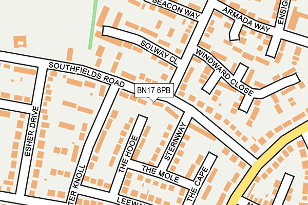 BN17 6PB map - OS OpenMap – Local (Ordnance Survey)