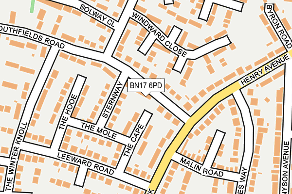 BN17 6PD map - OS OpenMap – Local (Ordnance Survey)
