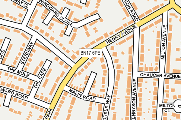 BN17 6PE map - OS OpenMap – Local (Ordnance Survey)