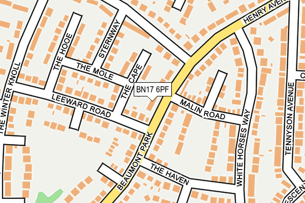 BN17 6PF map - OS OpenMap – Local (Ordnance Survey)