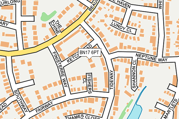 BN17 6PT map - OS OpenMap – Local (Ordnance Survey)