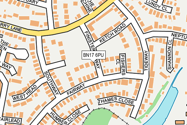 BN17 6PU map - OS OpenMap – Local (Ordnance Survey)