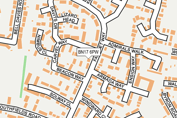 BN17 6PW map - OS OpenMap – Local (Ordnance Survey)