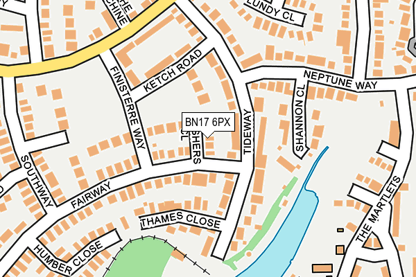 BN17 6PX map - OS OpenMap – Local (Ordnance Survey)