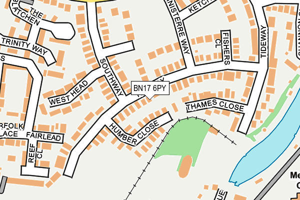 BN17 6PY map - OS OpenMap – Local (Ordnance Survey)