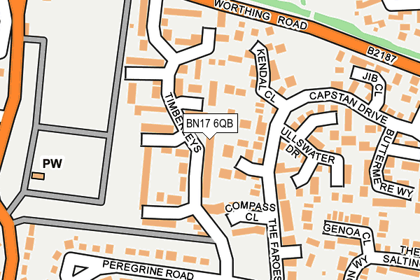 BN17 6QB map - OS OpenMap – Local (Ordnance Survey)