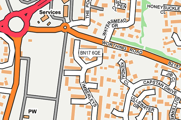 BN17 6QE map - OS OpenMap – Local (Ordnance Survey)