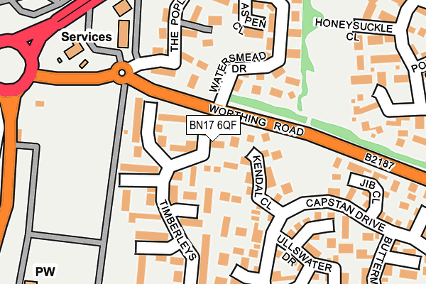 BN17 6QF map - OS OpenMap – Local (Ordnance Survey)