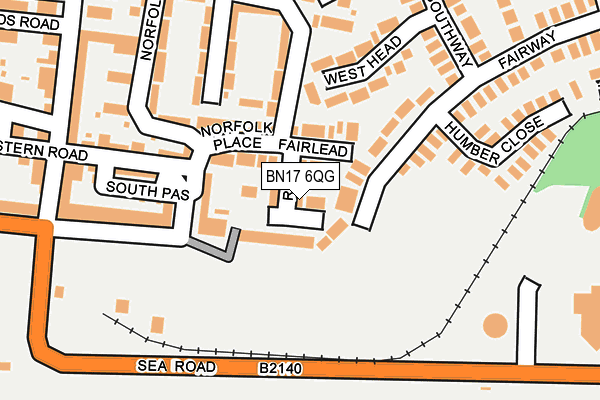 BN17 6QG map - OS OpenMap – Local (Ordnance Survey)