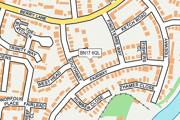 BN17 6QL map - OS OpenMap – Local (Ordnance Survey)