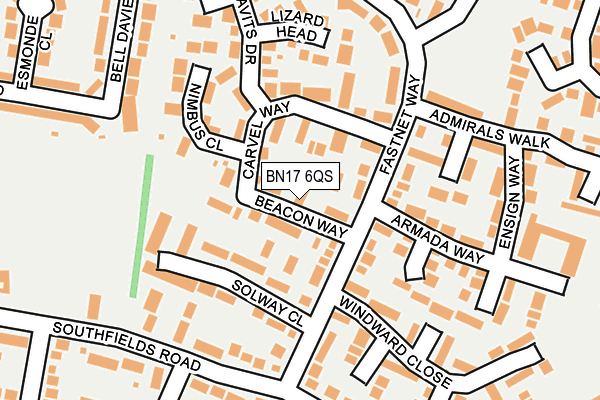 BN17 6QS map - OS OpenMap – Local (Ordnance Survey)