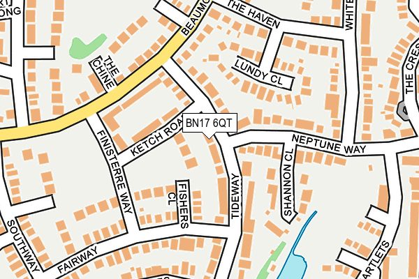 BN17 6QT map - OS OpenMap – Local (Ordnance Survey)