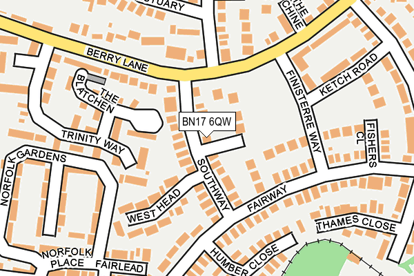 BN17 6QW map - OS OpenMap – Local (Ordnance Survey)