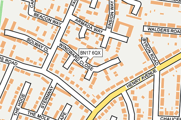 BN17 6QX map - OS OpenMap – Local (Ordnance Survey)