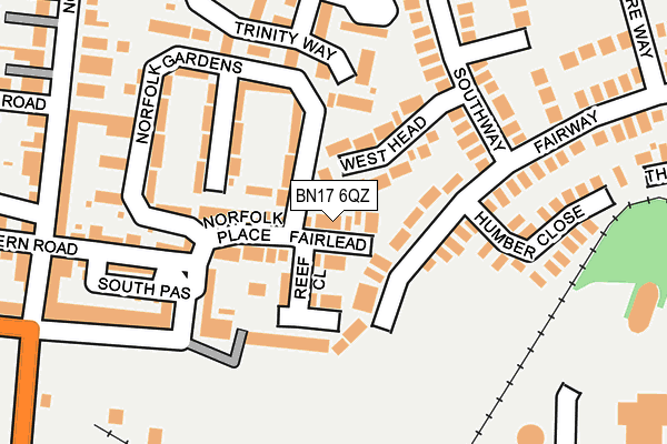 BN17 6QZ map - OS OpenMap – Local (Ordnance Survey)