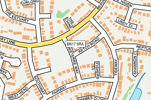 BN17 6RA map - OS OpenMap – Local (Ordnance Survey)