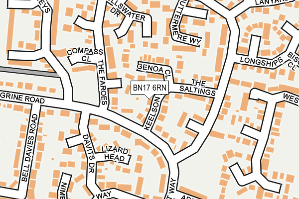 BN17 6RN map - OS OpenMap – Local (Ordnance Survey)