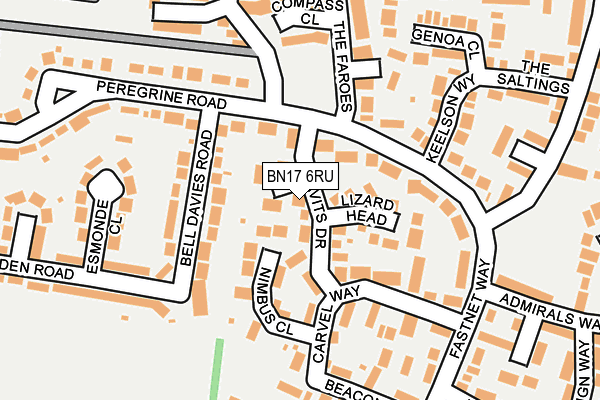 BN17 6RU map - OS OpenMap – Local (Ordnance Survey)