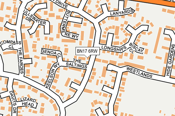 BN17 6RW map - OS OpenMap – Local (Ordnance Survey)