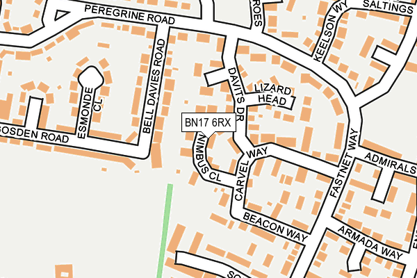 BN17 6RX map - OS OpenMap – Local (Ordnance Survey)