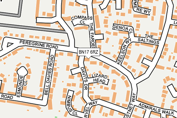 BN17 6RZ map - OS OpenMap – Local (Ordnance Survey)