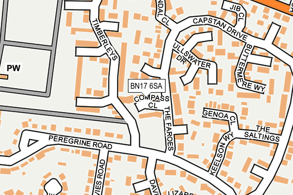 BN17 6SA map - OS OpenMap – Local (Ordnance Survey)