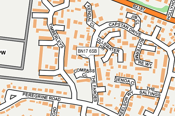 BN17 6SB map - OS OpenMap – Local (Ordnance Survey)