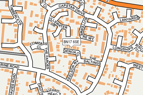 BN17 6SE map - OS OpenMap – Local (Ordnance Survey)