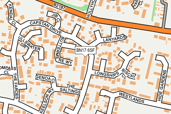BN17 6SF map - OS OpenMap – Local (Ordnance Survey)