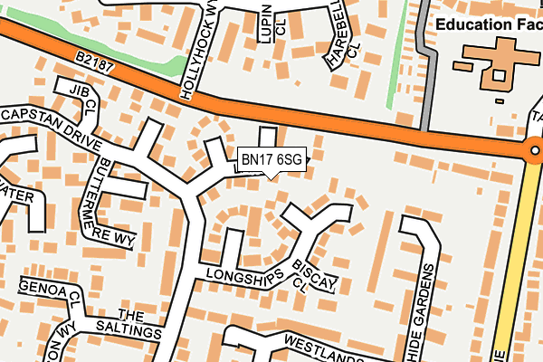 BN17 6SG map - OS OpenMap – Local (Ordnance Survey)